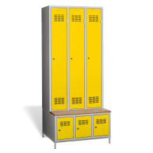 3 + 3-türiger Kleiderschrank mit eingebauter Sitzbank und Schuhschränken, COMFORT H 3