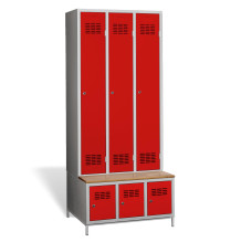 3 + 3-türiger Kleiderschrank mit eingebauter Sitzbank und Schuhschränken, COMFORT H 3