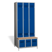 3 + 3-türiger Kleiderschrank mit eingebauter Sitzbank und Schuhschränken, COMFORT H 3