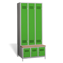 3 + 3-türiger Kleiderschrank mit eingebauter Sitzbank und Schuhschränken, COMFORT H 3