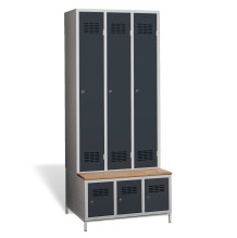 3 + 3-türiger Kleiderschrank mit eingebauter Sitzbank und Schuhschränken, COMFORT H 3