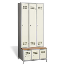 3 + 3-türiger Kleiderschrank mit eingebauter Sitzbank und Schuhschränken, COMFORT H 3