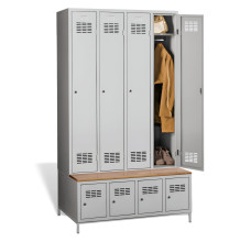 4 + 4-türiger Kleiderschrank mit eingebauter Sitzbank und Schuhschränken, COMFORT H 4 