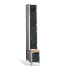 2 + 2-türiger Kleiderschrank mit eingebauter Sitzbank und Schuhschränken, COMFORT H 1/2 