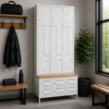 6 + 6-türiger Kleiderschrank mit eingebauter Sitzbank und Schuhschränken, COMFORT H Z6 300, Abbildung