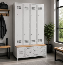 8 + 8-türiger Kleiderschrank mit eingebauter Sitzbank und Schuhschränken, COMFORT H 4/8, Abbildung