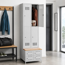 4 + 4-türiger Kleiderschrank mit eingebauter Sitzbank und Schuhschränken, COMFORT H 2/4, Abbildung