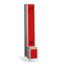 2 + 2-türiger Kleiderschrank mit eingebauter Sitzbank und Schuhschränken, COMFORT H 1/2 