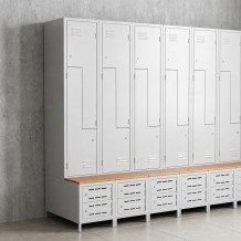 2 + 2-türiger Kleiderschrank mit eingebauter Sitzbank und Schuhschränken, COMFORT H Z2 400, Abbildung