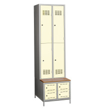 4 + 4-türiger Kleiderschrank mit eingebauter Sitzbank und Schuhschränken, COMFORT H 2/4