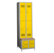 4 + 4-türiger Kleiderschrank mit eingebauter Sitzbank und Schuhschränken, COMFORT H 2/4