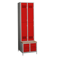 4 + 4-türiger Kleiderschrank mit eingebauter Sitzbank und Schuhschränken, COMFORT H 2/4