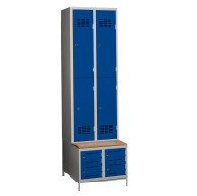 4 + 4-türiger Kleiderschrank mit eingebauter Sitzbank und Schuhschränken, COMFORT H 2/4