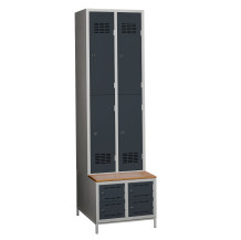4 + 4-türiger Kleiderschrank mit eingebauter Sitzbank und Schuhschränken, COMFORT H 2/4