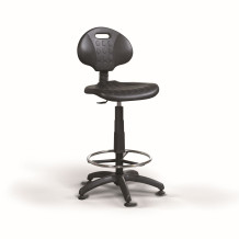 WORKSEAT AN CLASSIC HIGH F | Erhöhter industrieller Stuhl mit runder Fußstütze auf Gleitern