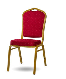 HALLSEAT MX STRONG GD/RD | Stuhl mit goldenem Metallgestell und roter Bezug