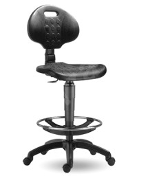 WORKSEAT AN FIX HIGH | Erhöhter industrieller Stuhl mit runder Fußstütze auf Gleitern