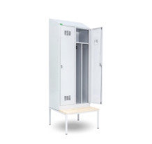 LOCKERPLUS H 2 BW TOP | 2-er Spind mit Trennwand und Schrägdach /eingebaut/