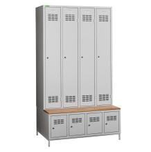 COMFORT H 4 | 4 + 4-türiger Kleiderschrank mit eingebauter Sitzbank und Schuhschränken