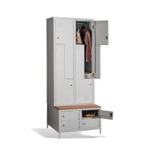 COMFORT H Z4 400 | 4 + 4-türiger Kleiderschrank mit eingebauter Sitzbank und Schuhschränken