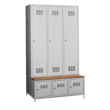 COMFORT H 3 BW | 3 + 3-türiger Kleiderschrank mit eingebauter Sitzbank und Schuhschränken