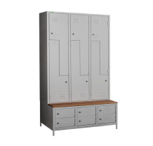 COMFORT H Z6 400 | 6 + 6-türiger Kleiderschrank mit eingebauter Sitzbank und Schuhschränken