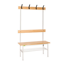 BRIDGE LL 1000 AH+ | Garderobenbank mit Rückenlehne und Kleiderbügeln 1000 mm lang mit Schuhablage