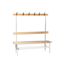 BRIDGE LL 1500 AH+ | Garderobenbank mit Rückenlehne und Kleiderbügeln 1500 mm lang mit Schuhablage