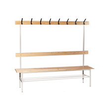 BRIDGE LL 2000 AH+ | Garderobenbank mit Rückenlehne und Kleiderbügeln 2000 mm lang mit Schuhablage