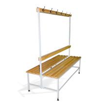 BRIDGE IM 1500 AH DOUBLE | Doppelseitige Garderobenbank mit Rückenlehne und Kleiderbügeln, 1500 mm lang