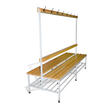 BRIDGE IM 2000 AH DOUBLE + | Doppelseitige Garderobenbank mit Rückenlehne und Kleiderbügeln, 2000 mm lang, mit Schuhablage