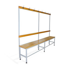 BRIDGE IM 2000 AH | Garderobenbank mit Rückenlehne und Kleiderbügeln, 2000 mm lang