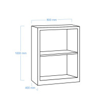 OPENCAB H 1000/800/400 | Offener Lagerschrank mit 1 Fachboden, Höhe 1000 mm