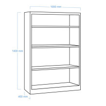 OPENCAB H 1400/1000/400 | Offener Lagerschrank mit 3 Fachböden, Höhe 1400 mm