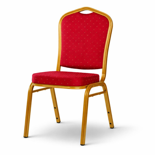 HALLSEAT MX STRONG GD/RD | Stuhl mit goldenem Metallgestell und roter Bezug