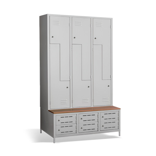 6 + 6-türiger Kleiderschrank mit eingebauter Sitzbank und Schuhschränken, COMFORT H Z6 400