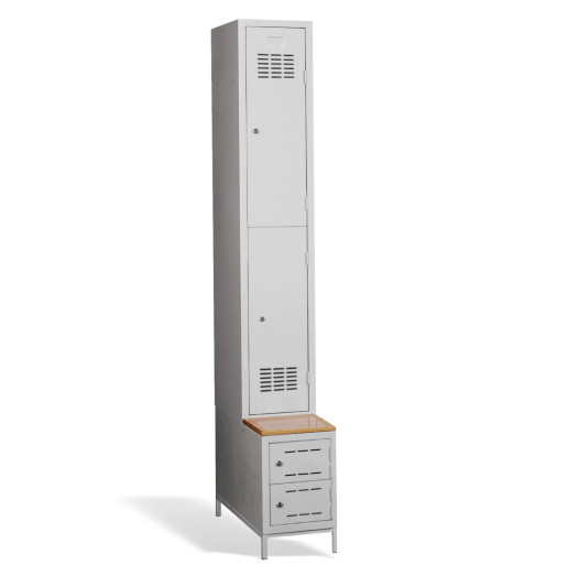 2 + 2-türiger Kleiderschrank mit eingebauter Sitzbank und Schuhschränken, COMFORT H 1/2 