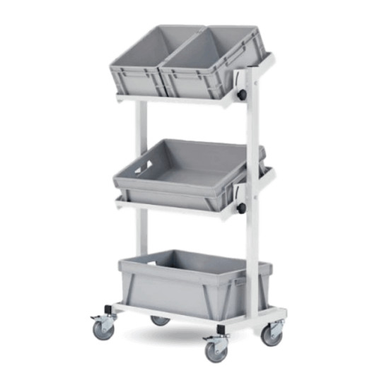 SHELF TROLLEY 3 | Stahlwagen mit 3 Regale mit verstellbare Neigung