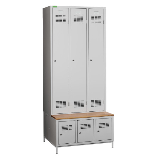 COMFORT H 3 | 3 + 3-türiger Kleiderschrank mit eingebauter Sitzbank und Schuhschränken