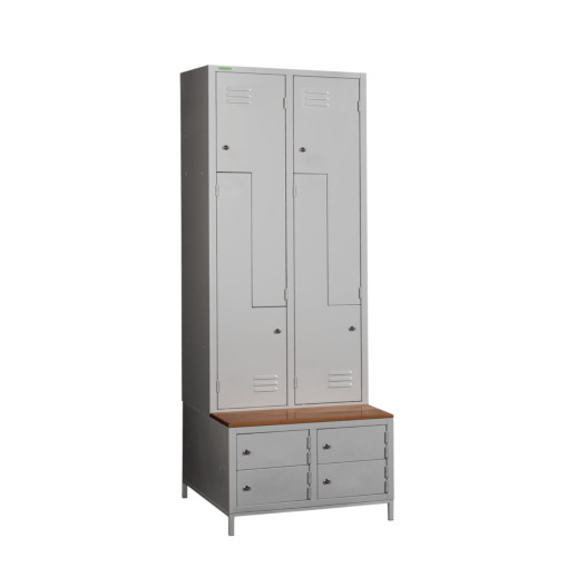 COMFORT H Z4 400 | 4 + 4-türiger Kleiderschrank mit eingebauter Sitzbank und Schuhschränken