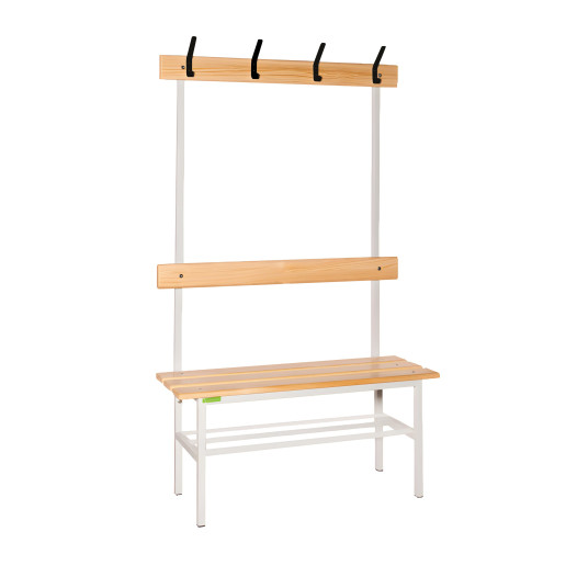 BRIDGE LL 1000 AH+ | Garderobenbank mit Rückenlehne und Kleiderbügeln 1000 mm lang mit Schuhablage