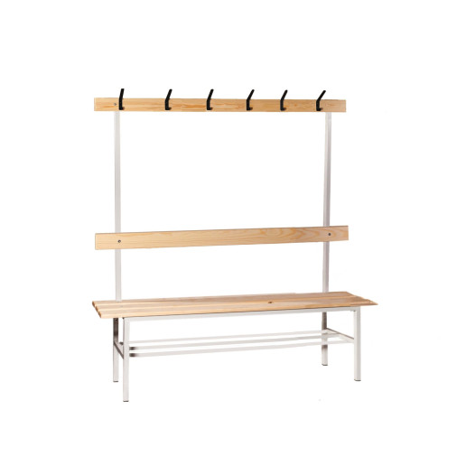 BRIDGE LL 1500 AH+ | Garderobenbank mit Rückenlehne und Kleiderbügeln 1500 mm lang mit Schuhablage