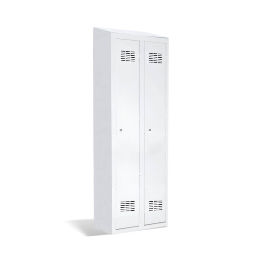 LOCKER H 2 BWM TOP SHELF - 2-türiger Kleiderschrank mit Trennwand und eingebautem Schrägdach