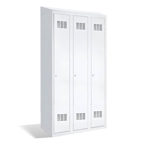 LOCKER H 3 BWM TOP SHELF - 3-türiger Kleiderschrank mit Trennwand und eingebautem Schrägdach