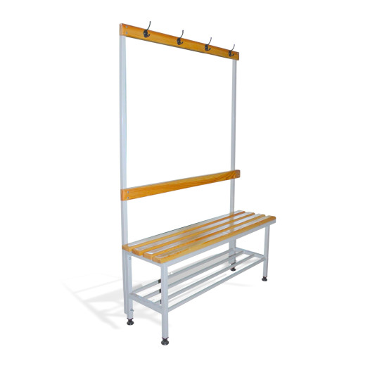 BRIDGE IM 1000 AH + | Garderobenbank mit Rückenlehne und Kleiderbügeln, 1000 mm lang, mit Schuhablage