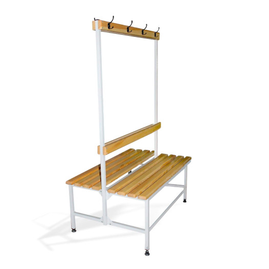 BRIDGE IM 1000 AH DOUBLE | Doppelseitige Garderobenbank mit Rückenlehne und Kleiderbügeln, 1000 mm lang