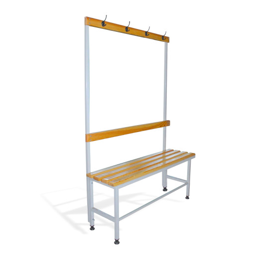 BRIDGE IM 1000 AH | Garderobenbank mit Rückenlehne und Kleiderbügeln, 1000 mm lang