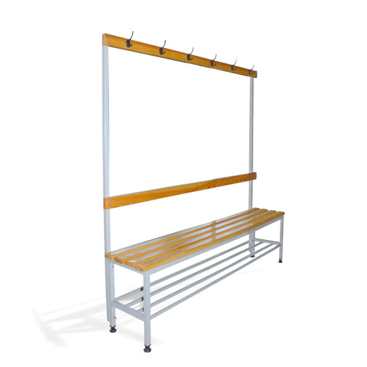 BRIDGE IM 1500 AH + | Garderobenbank mit Rückenlehne und Kleiderbügeln, 1500 mm lang, mit Schuhablage