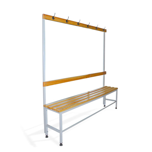 BRIDGE IM 1500 AH | Garderobenbank mit Rückenlehne und Kleiderbügeln, 1500 mm lang