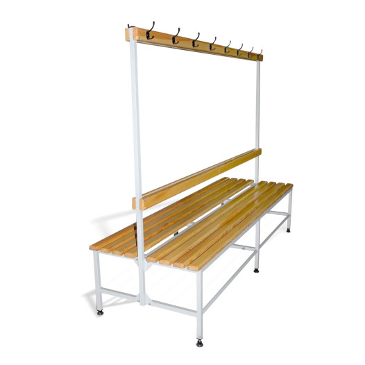 BRIDGE IM 2000 AH DOUBLE | Doppelseitige Garderobenbank mit Rückenlehne und Kleiderbügeln, 2000 mm lang